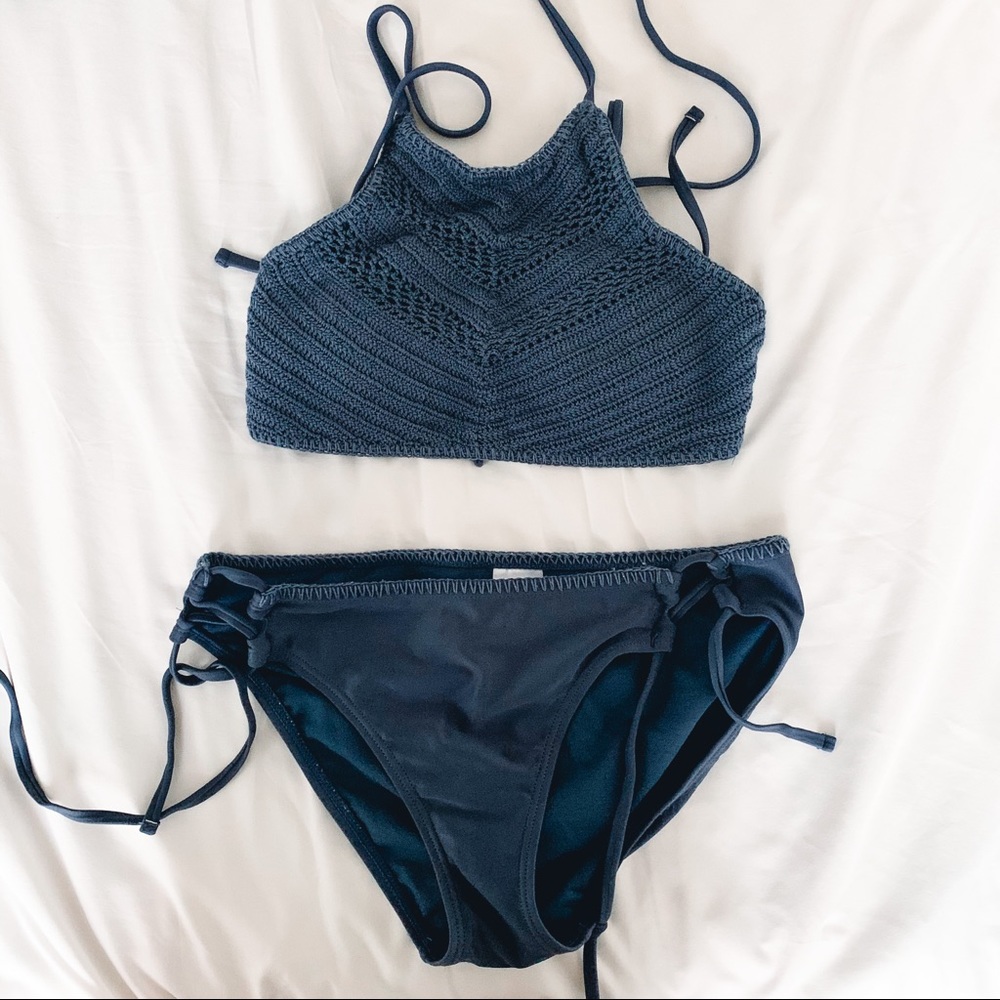 Xhilaration Blue Halter Top Bathing Suit